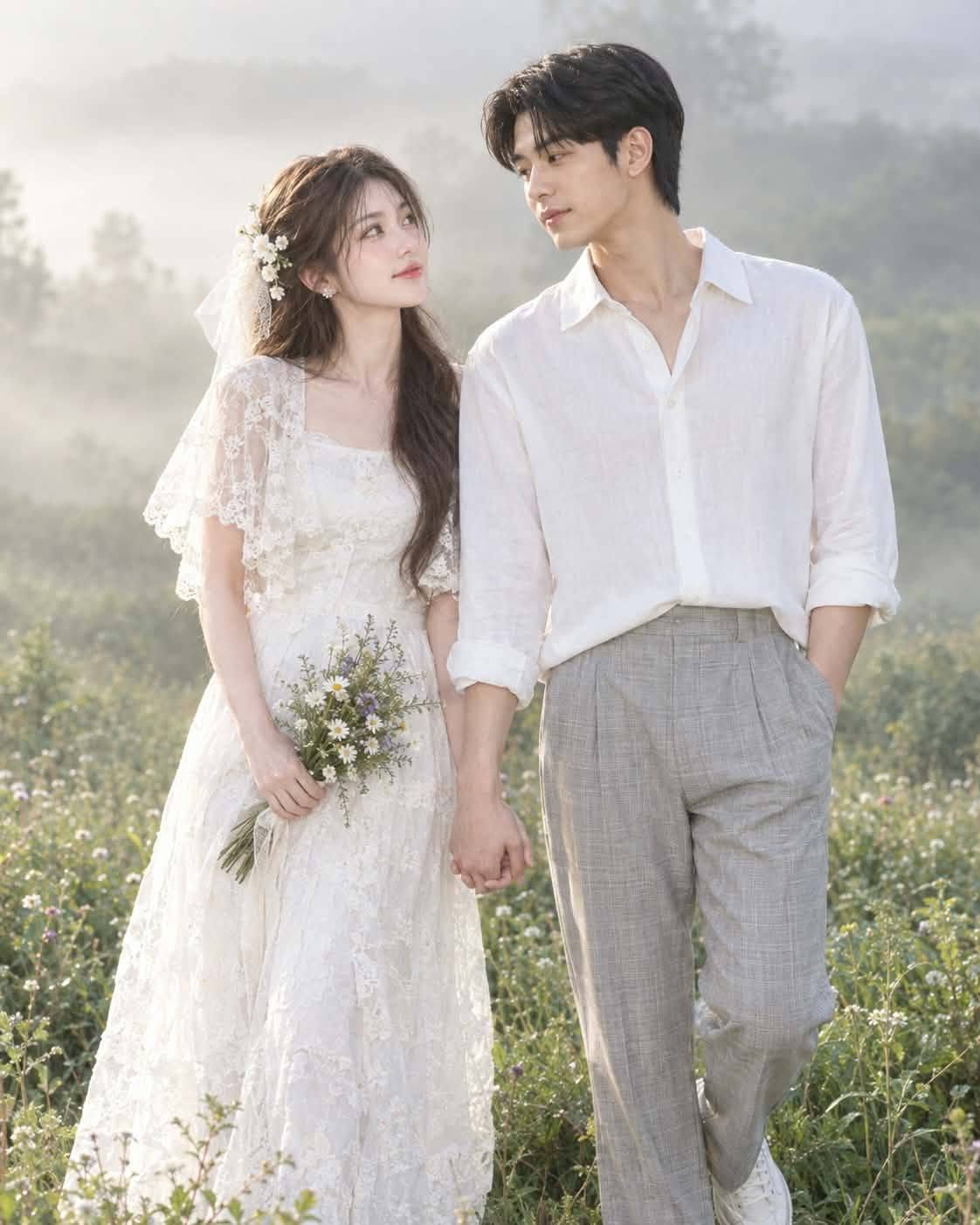 Ảnh cưới trên đồng cỏ - Ảnh mẫu tham khảo