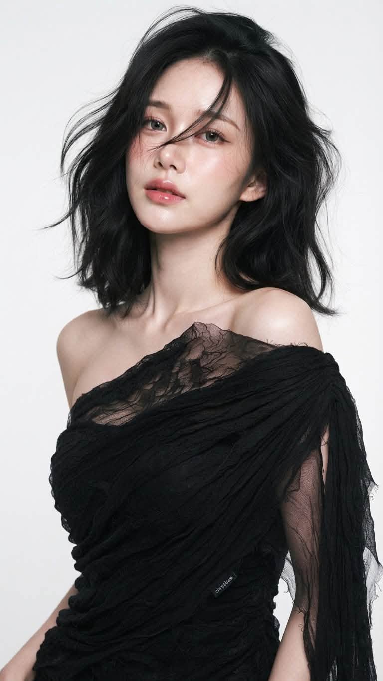 Ảnh Chân Dung Nữ Váy Ren Đen – Phong Cách Beauty Editorial Quyến Rũ - Ảnh mẫu tham khảo