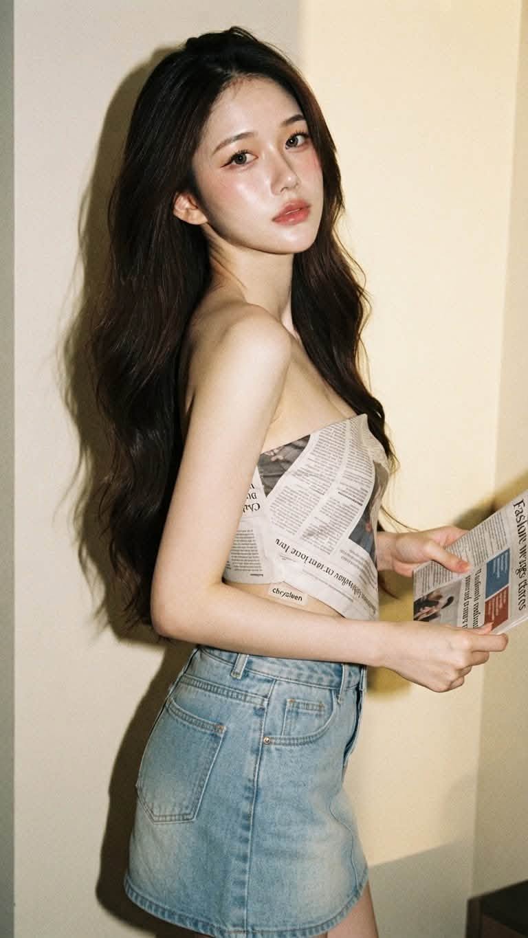 Tạo Ảnh Cô Gái Đọc Báo – Phong Cách Vintage Fashion - Ảnh mẫu tham khảo
