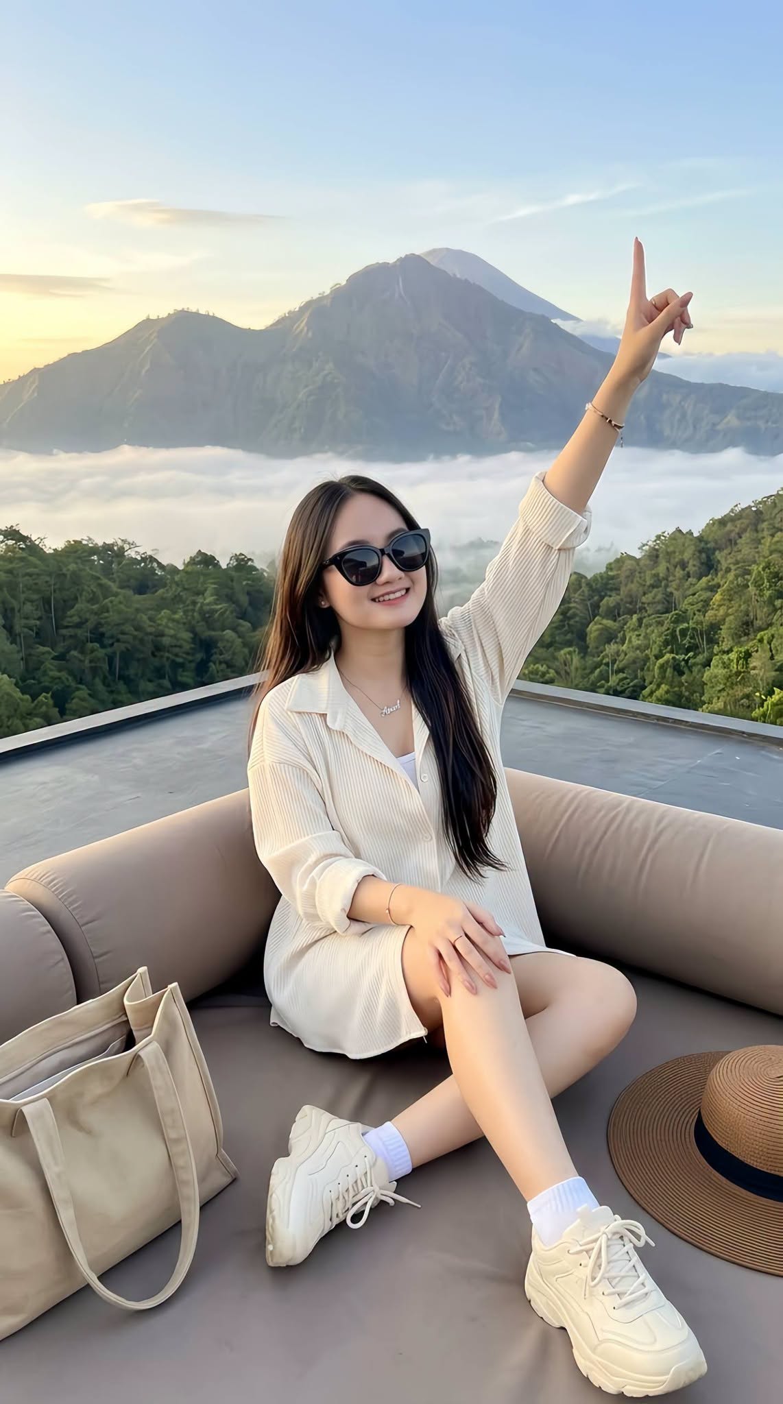 Hình ảnh mẫu ngồi view núi - Ảnh mẫu tham khảo