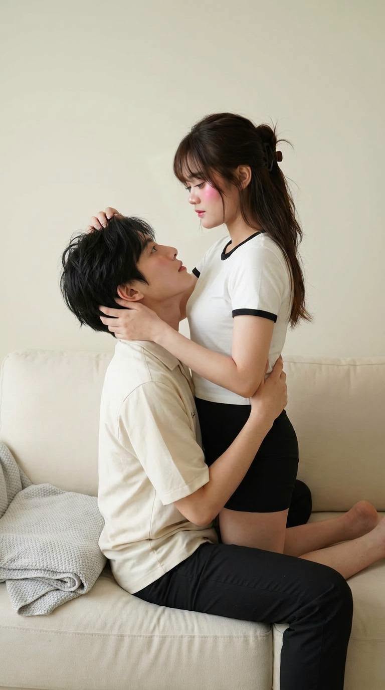 Ghép Ảnh Couple Tình Cảm Trên Ghế Sofa - Ảnh mẫu tham khảo
