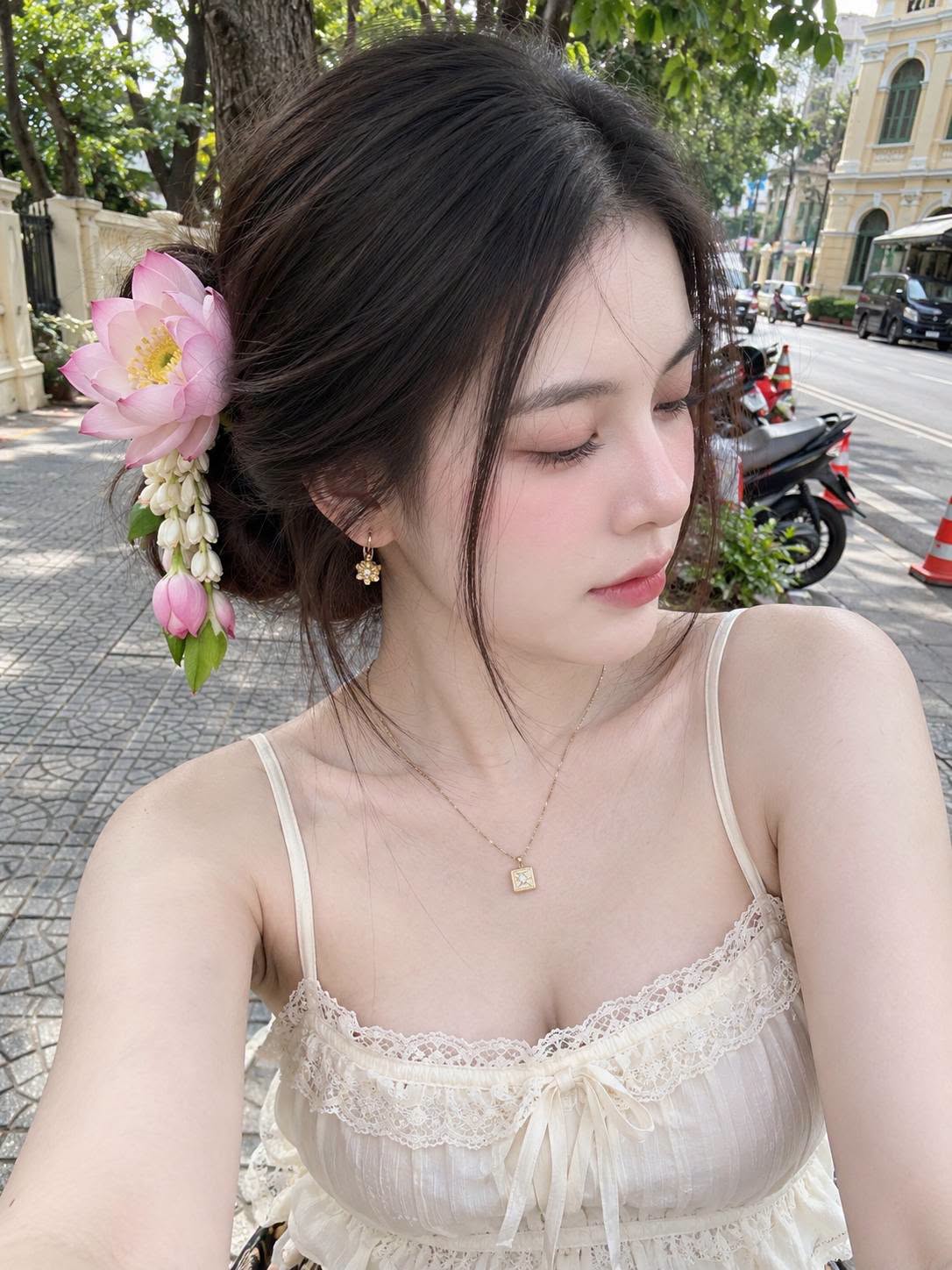 Mẫu ảnh AI Nàng thơ - Nàng Thơ Bên Hoa Sen