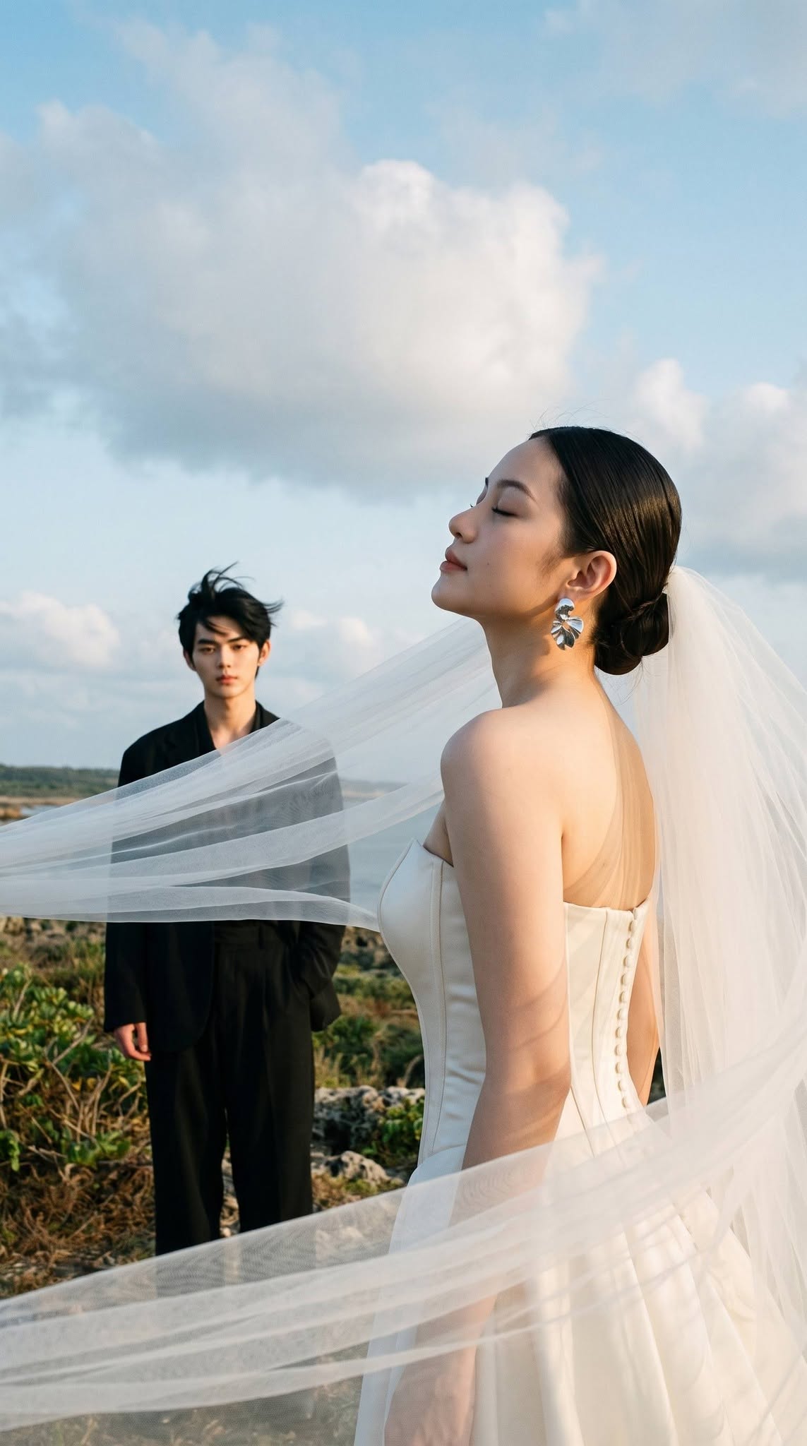 Cô dâu giữa làn voan bay trong gió - Ảnh mẫu tham khảo