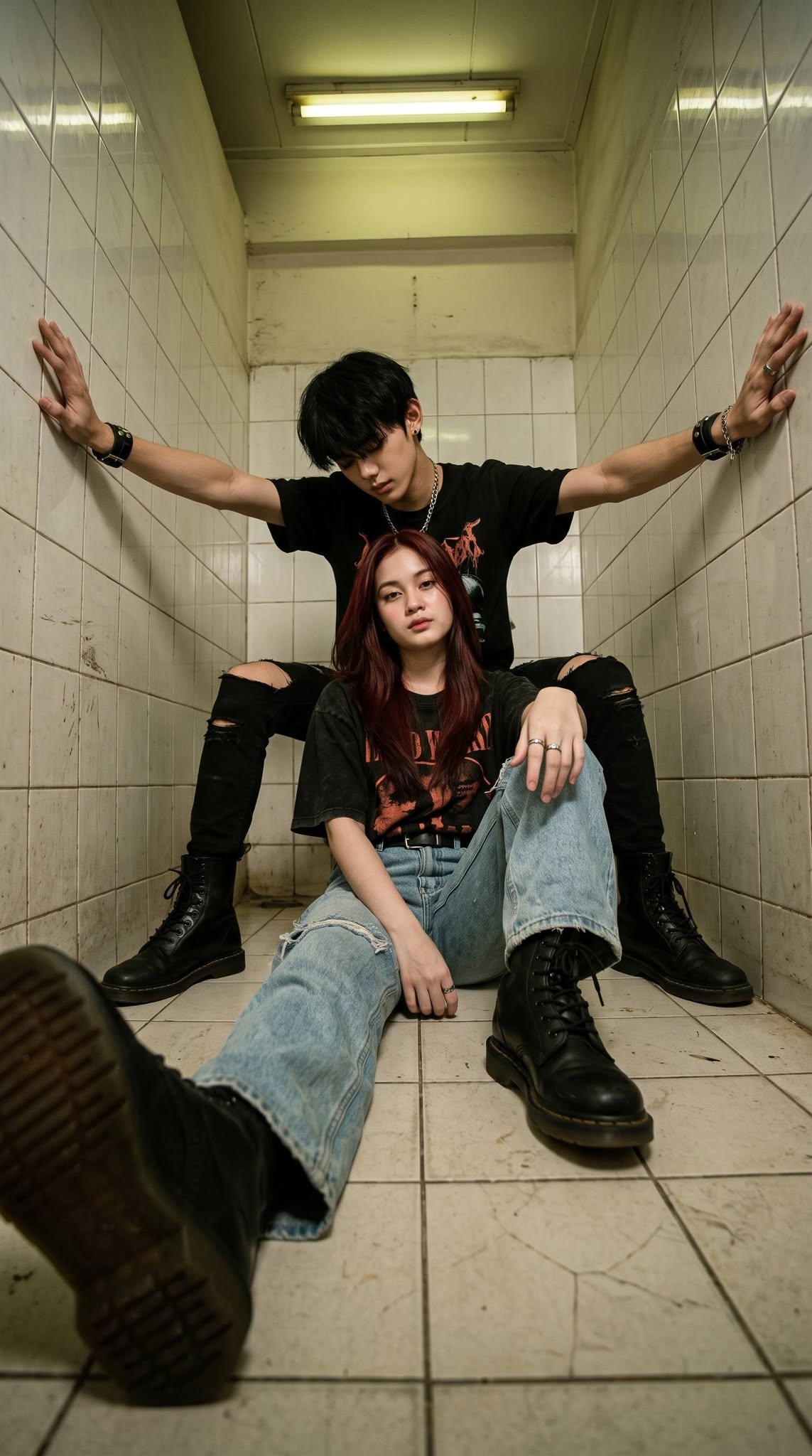 Mẫu ảnh AI Cặp đôi - Cặp đôi cá tính trong không gian underground