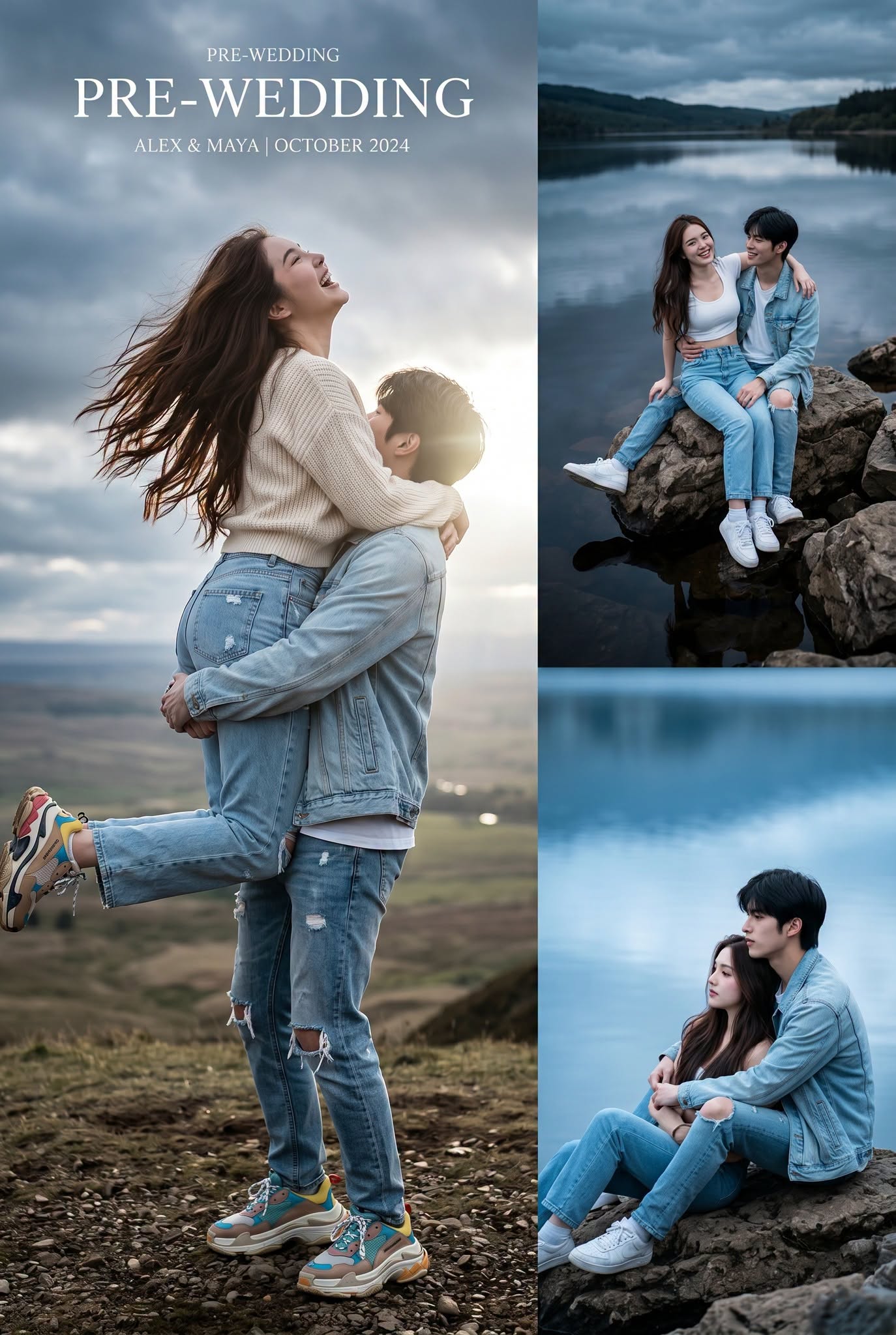 Mẫu ảnh AI Cặp đôi - Pre-Wedding bên hồ