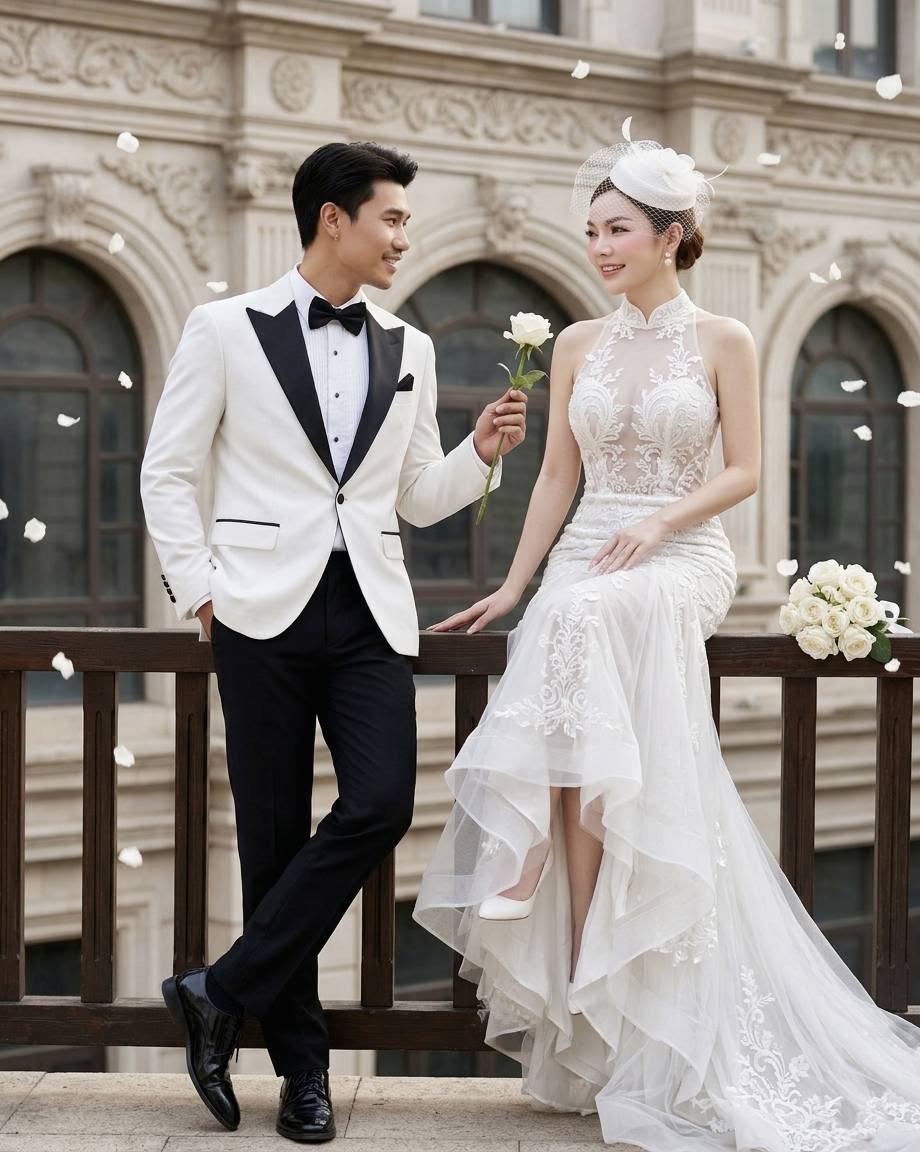 Ảnh Cưới Cô Dâu Chú Rể Thanh Lịch – Tạo Ảnh Cưới AI - Ảnh mẫu tham khảo