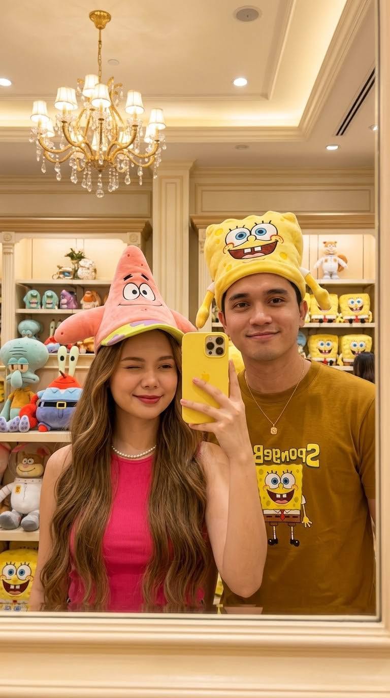 Mẫu ảnh AI Cặp đôi - Ảnh Cặp Đôi Dễ Thương Chủ Đề SpongeBob – Prompt Tạo Ảnh Couple