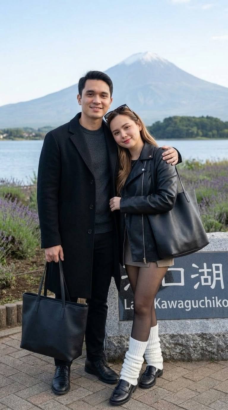 Mẫu ảnh AI Cặp đôi - Ảnh Couple Núi Phú Sĩ Nhật Bản – Tạo Ảnh Cặp Đôi Du Lịch