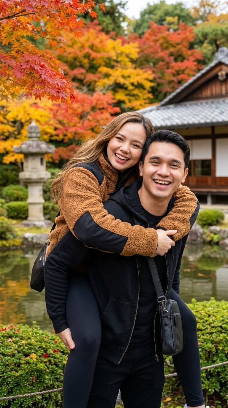 Mẫu ảnh AI Ảnh Couple Mùa Thu Nhật Bản – Tạo Ảnh Cặp Đôi Lãng Mạn - Cặp đôi