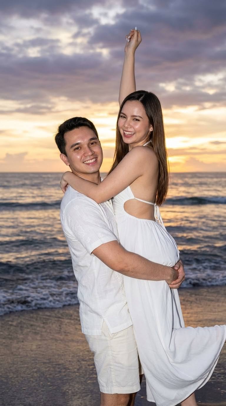 Mẫu ảnh AI Ảnh Couple Lãng Mạn Bên Biển Hoàng Hôn – Tạo Ảnh Cặp Đôi - Cặp đôi
