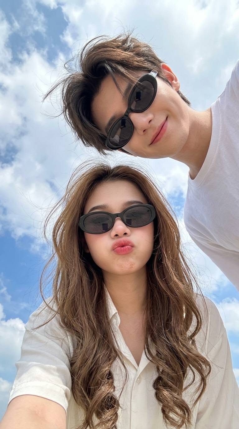 Mẫu ảnh AI Tạo Ghép Ảnh AI Cặp Đôi Ngoài Trời – Ghép Ảnh Selfie Đẹp - Cặp đôi