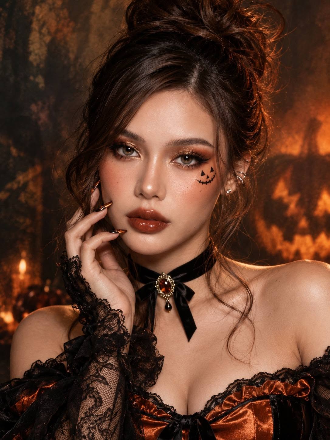 Mẫu ảnh AI Ảnh AI Halloween Cô Gái Gothic Quyến Rũ – Phong Cách Ma Mị - Chân dung nữ