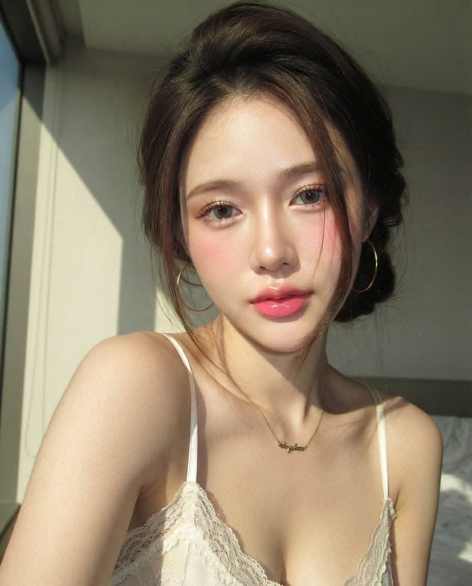 Mẫu ảnh AI Tạo Ảnh Cô Gái Áo Hai Dây Trắng Trong Nắng – Phong Cách Tự Nhiên, Dịu Dàng - Chân dung nữ