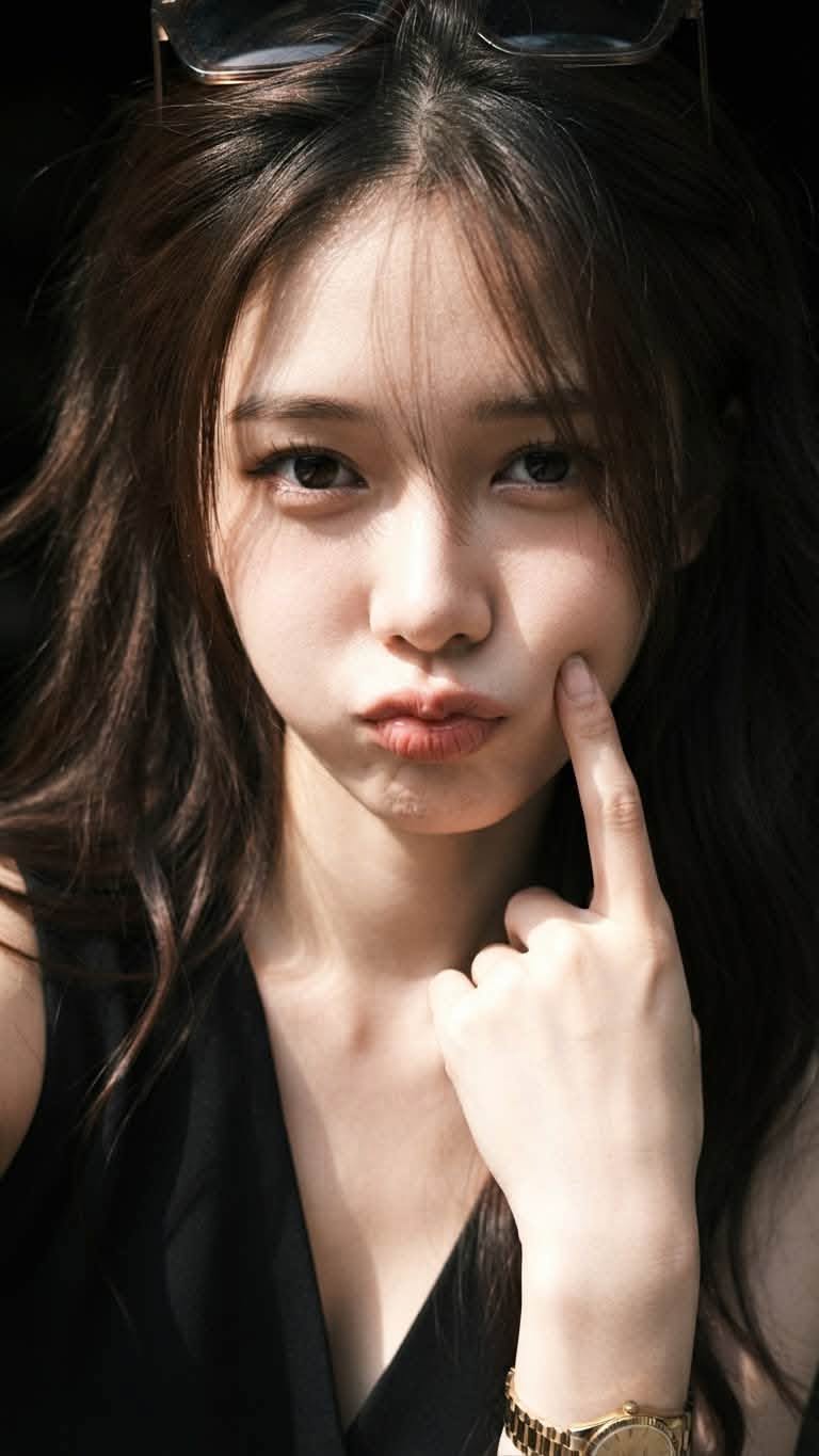 Mẫu ảnh AI Chân dung nữ - Tạo Ảnh Cô Gái Xinh Đẹp Tạo Dáng Dễ Thương – Concept Selfie Cận Mặt