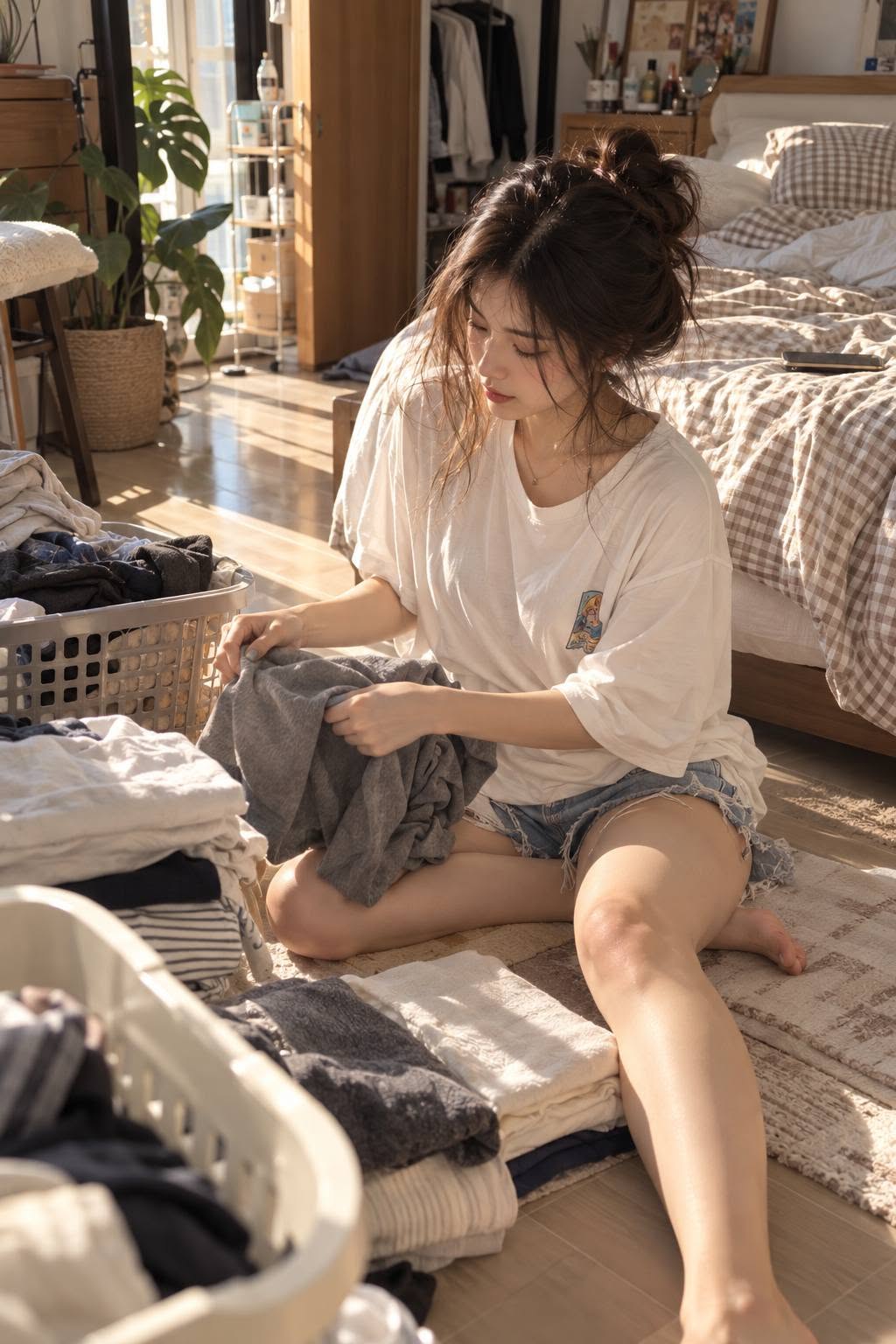 Mẫu ảnh AI Tạo Ảnh Cô Gái Đời Thường – Nắng Sớm Và Những Khoảnh Khắc Bình Yên - Chân dung nữ