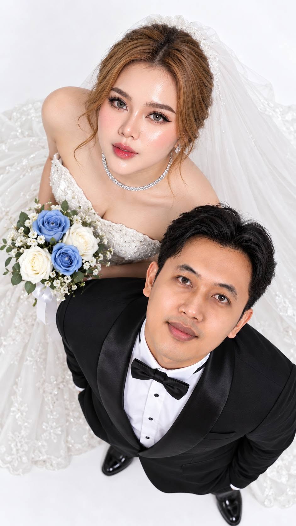 Mẫu ảnh AI Tạo Ảnh Cưới Góc Chụp Từ Trên Cao - Ảnh Cưới