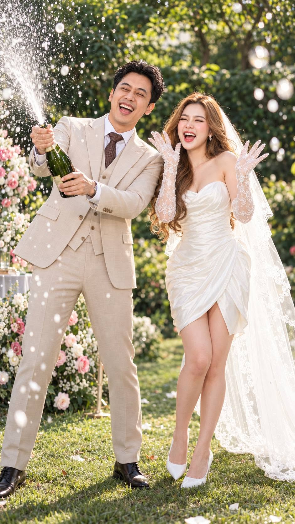 Mẫu ảnh AI Tạo Ảnh Cưới AI Vui Nhộn – Ảnh Cô Dâu Chú Rể Tự Nhiên, Đầy Cảm Xúc - Ảnh Cưới