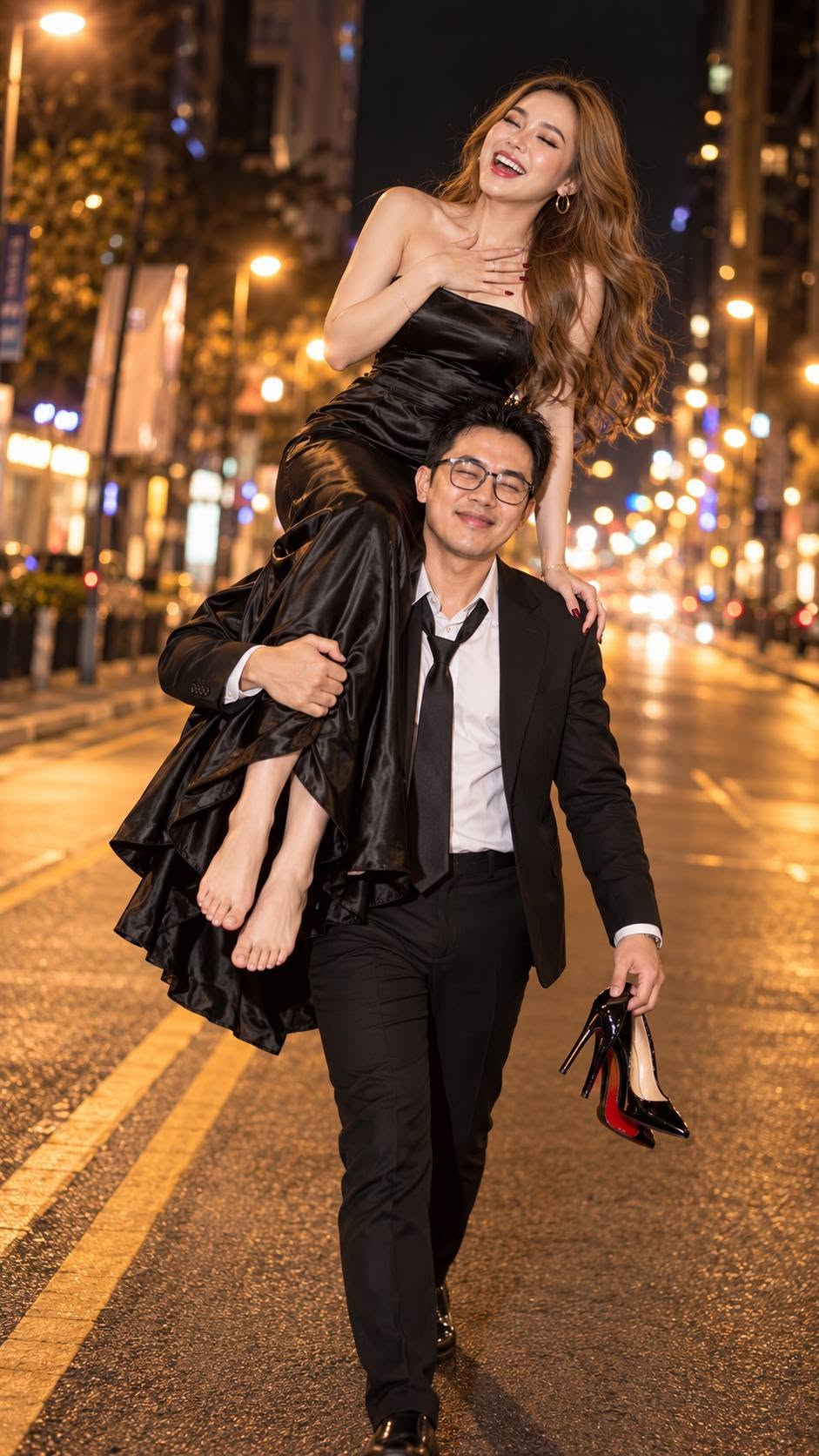 Mẫu ảnh AI Tạo Ảnh Couple AI Cá Tính – Ảnh Đôi Người Yêu Lãng Mạn Ban Đêm - Cặp đôi