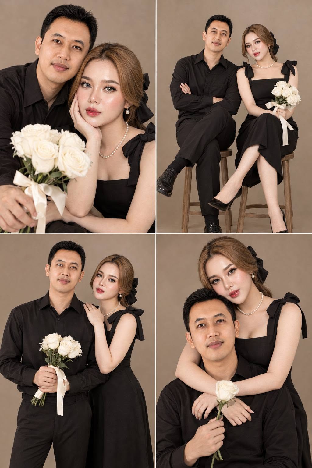 Mẫu ảnh AI Ảnh Cưới Đôi Đen Sang Trọng – Tạo Ảnh Cặp Đôi AI - Ảnh Cưới