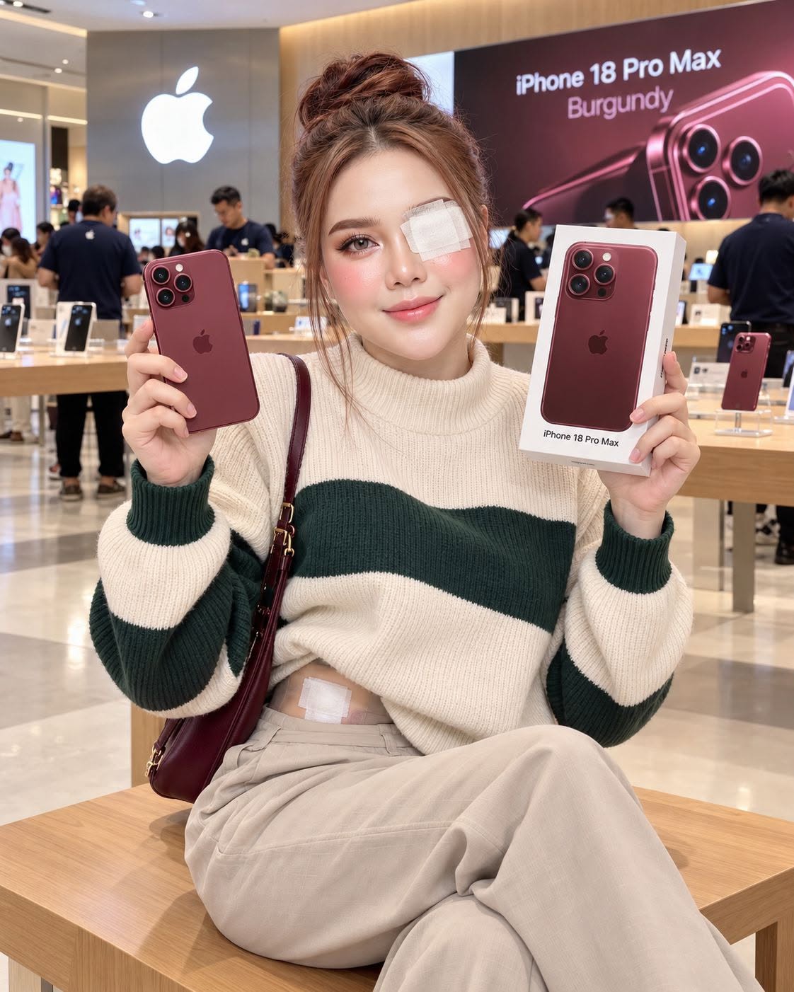 Mẫu ảnh AI Tạo Ảnh Cô Gái Cầm iPhone – Concept Ảnh Công Nghệ Đẹp, Chân Thực - Chân dung nữ