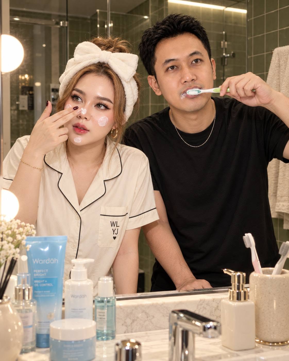 Mẫu ảnh AI Tạo Ảnh Cặp Đôi Chăm Sóc Nhau – Concept Đời Thường, Tình Cảm - Cặp đôi