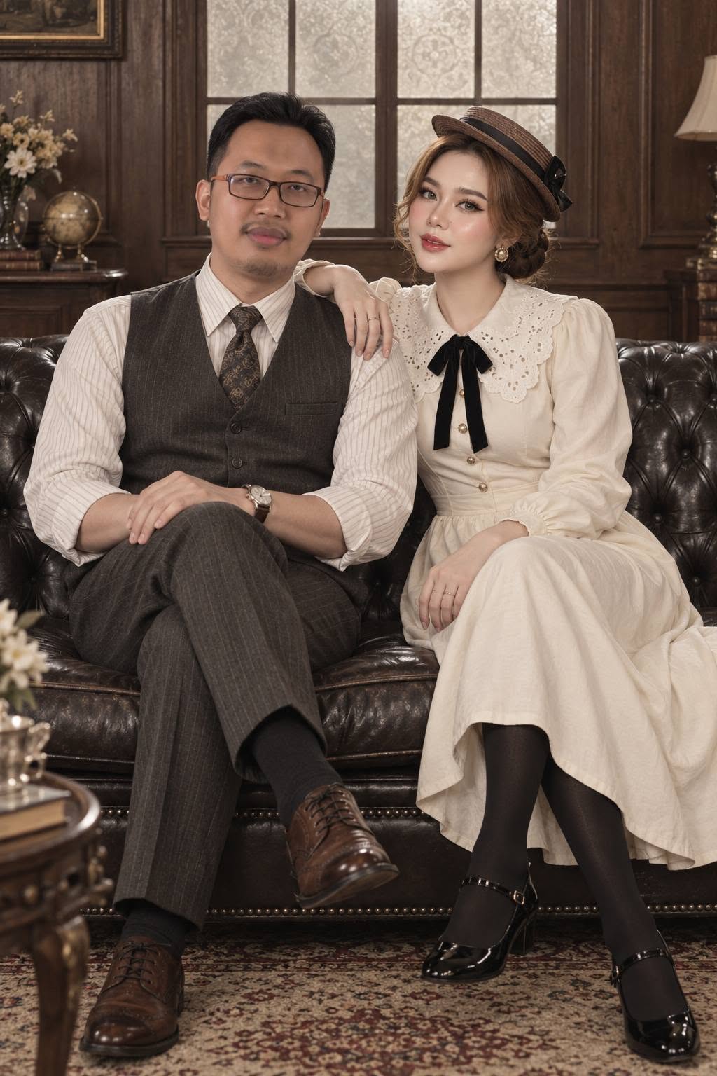 Mẫu ảnh AI Tạo Ảnh AI Cặp Đôi Vintage Cổ Điển – Phong Cách Thập Niên 1930 Sang Trọng - Cặp đôi