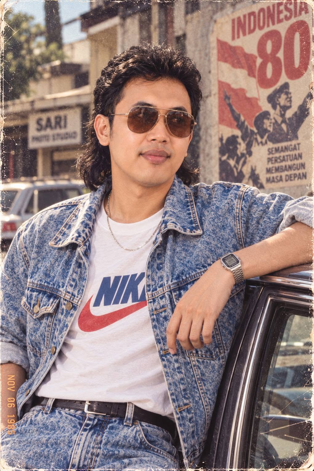 Mẫu ảnh AI Tạo Ảnh AI Chàng Trai Thập Niên 80 Việt Nam – Phong Cách Retro Indonesia Cổ Điển - Chân dung Nam
