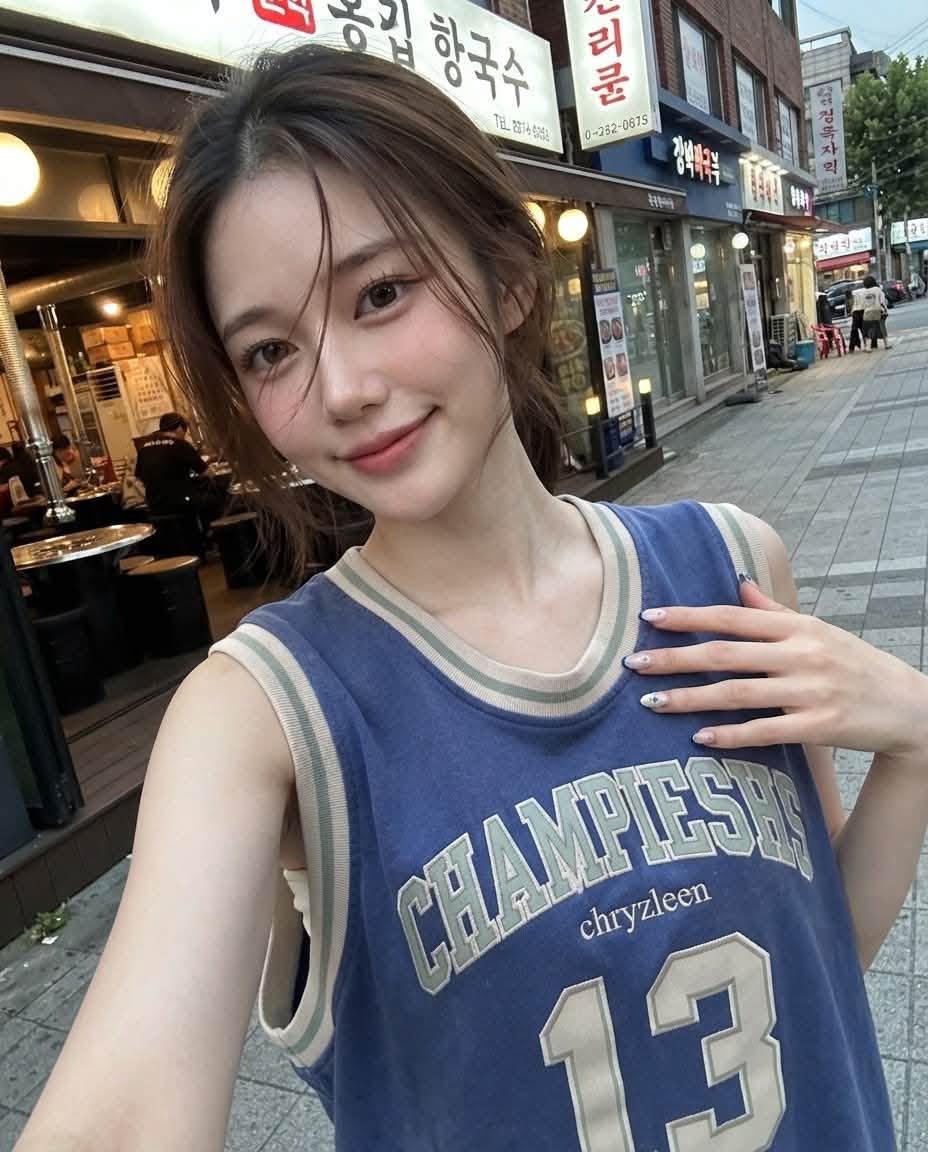 Mẫu ảnh AI Tạo Ảnh AI Cô Gái Selfie Trên Phố Hàn Quốc – Phong Cách Đời Thường - Nàng Thơ