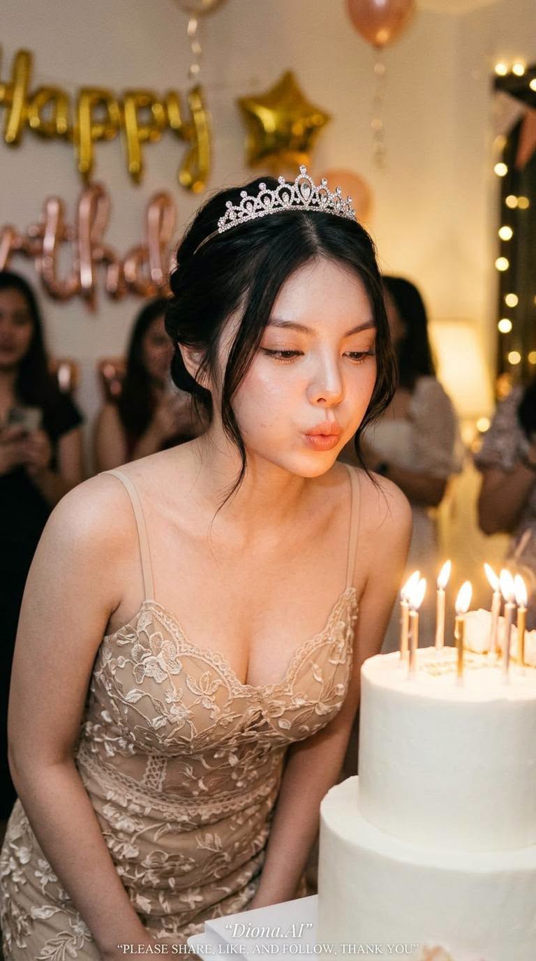 Mẫu ảnh AI Tạo Ảnh Thổi Nến Sinh Nhật – Ảnh Tiệc AI Sinh Nhật - Chân dung nữ