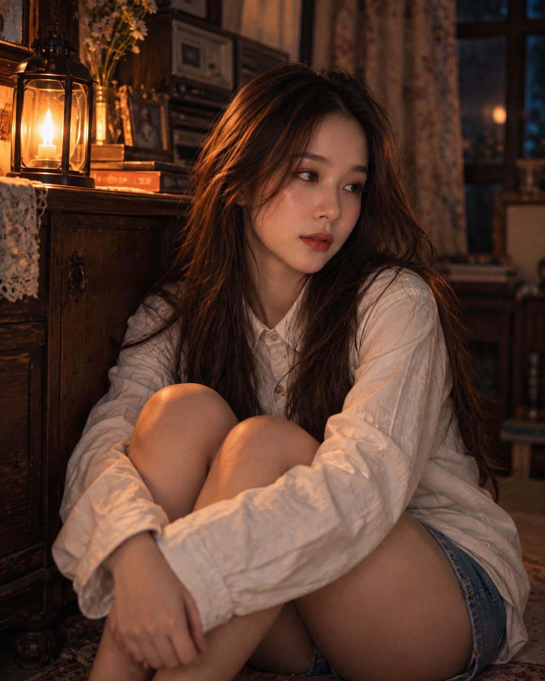 Mẫu ảnh AI Tạo Ảnh AI Cô Gái Buồn – Chân Dung Nữ Thất Tình - Nàng Thơ