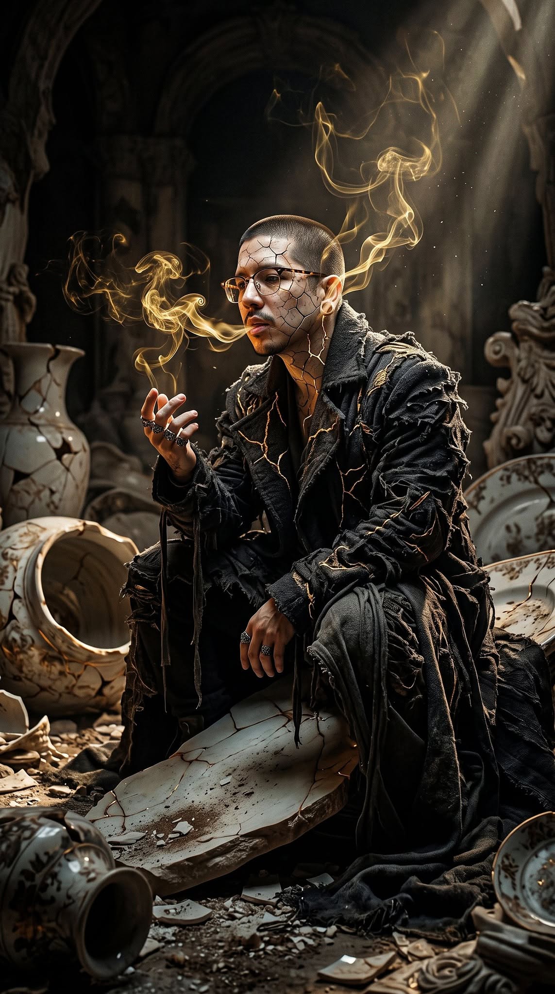 Mẫu ảnh AI Tạo Ảnh AI Pháp Sư Hắc Ám – Nhân Vật Fantasy Điện Ảnh Siêu Chân Thực - Chân dung Nam