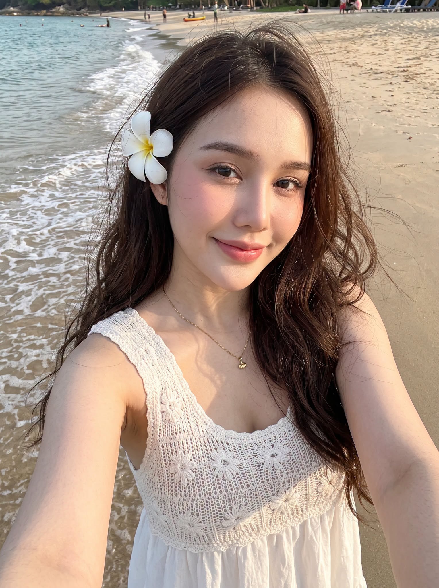 Mẫu ảnh AI Tạo Ảnh Cô Gái Selfie Ở Bãi Biển – Ảnh Du Lịch Mùa Hè Siêu Chân Thực - Chân dung nữ