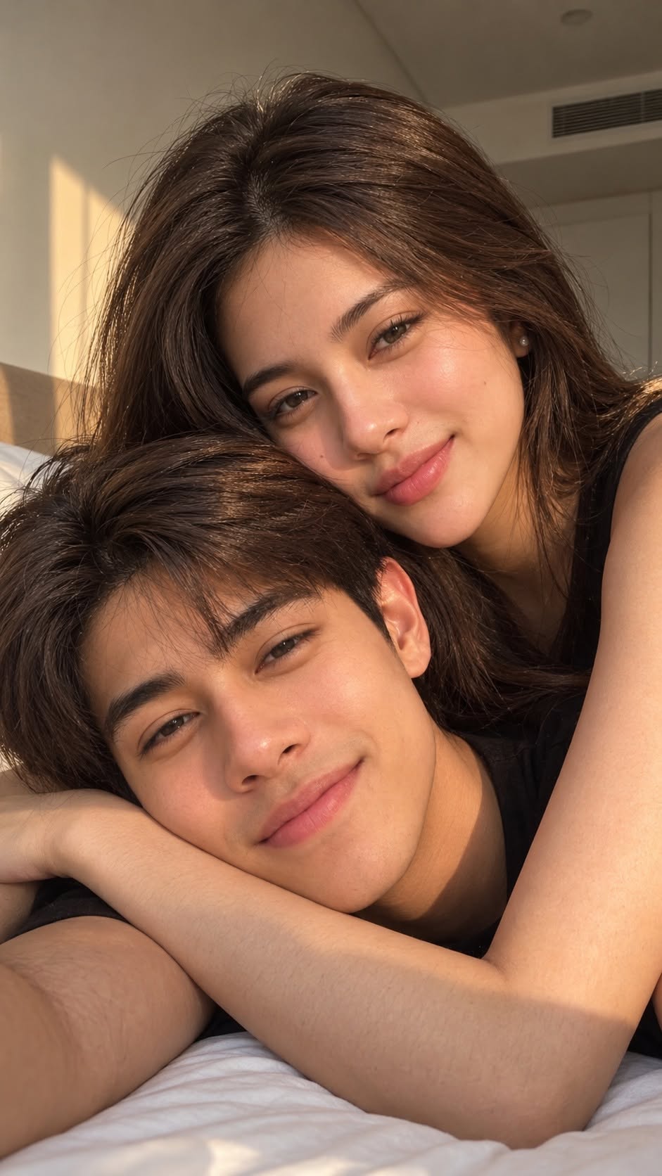 Mẫu ảnh AI Tạo Ảnh AI Cặp Đôi Trên Giường – Ảnh Couple Tình Cảm, Tự Nhiên - Cặp đôi