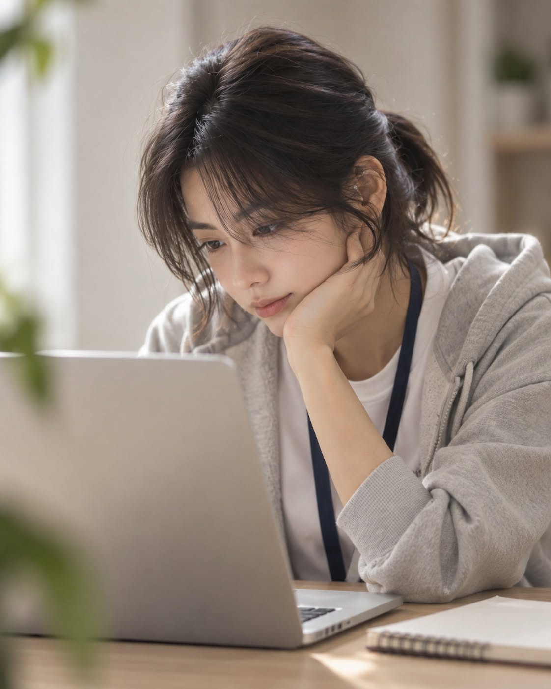 Mẫu ảnh AI Tạo Ảnh Cô Gái Làm Việc Với Laptop – Chân Dung Công Sở Tự Nhiên, Thanh Lịch - Nàng Thơ